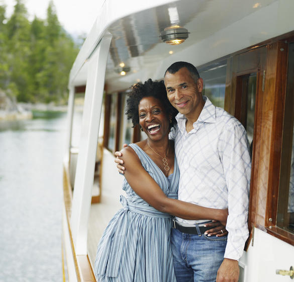diverse couple on boat